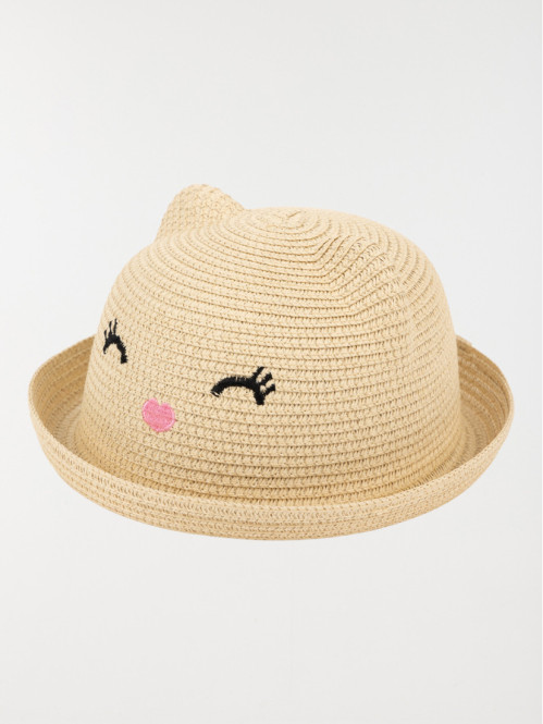 Chapeau paille chat oreilles 3D fille