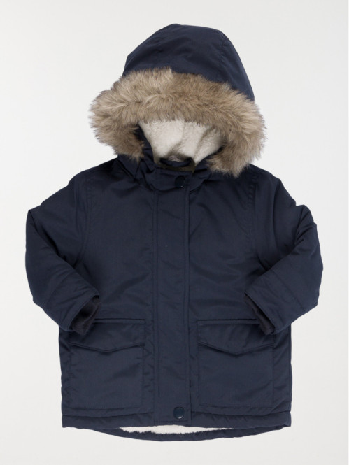 Parka à capuche marine fille (3-36M)