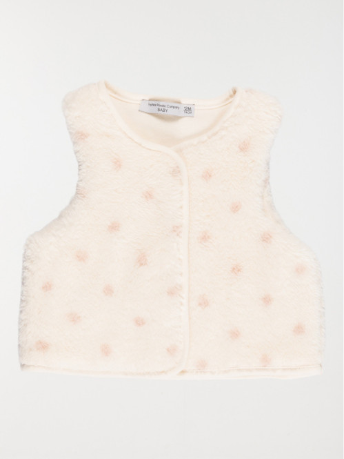 Gilet écru tout doux pois fille (3-36M)