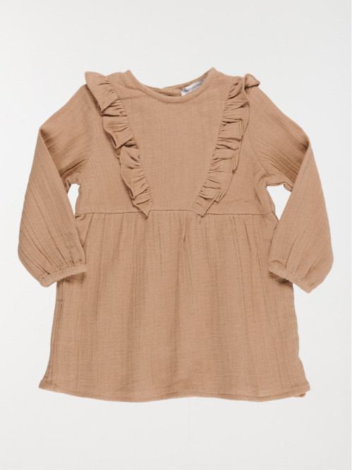 Robe volant taupe fille (6-36M)