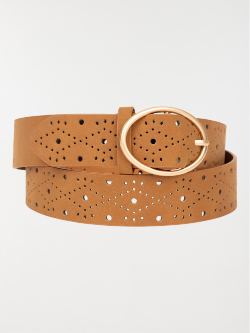 Ceinture ajourée camel femme