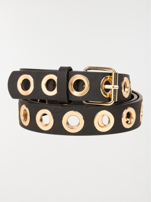 Ceinture oeillet noire femme