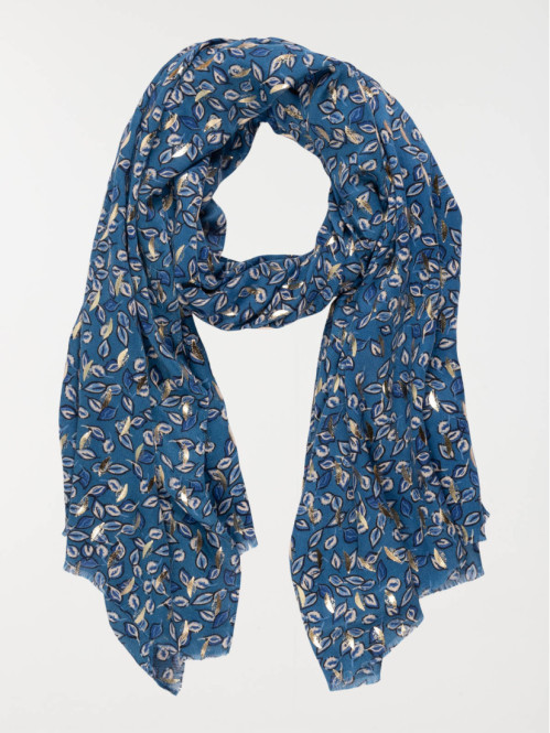 Foulard bleu paon motif...