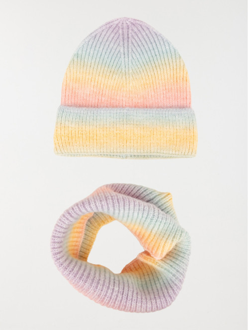 Ensemble bonnet et snood fille