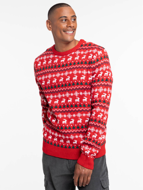 Pull de Noël rouge opéra homme