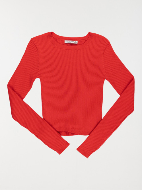 Pull col rond cerise fille (XXS-M)