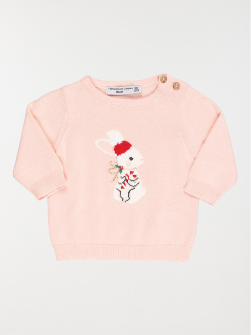 Pull lapin de Noël fille (3-36M)