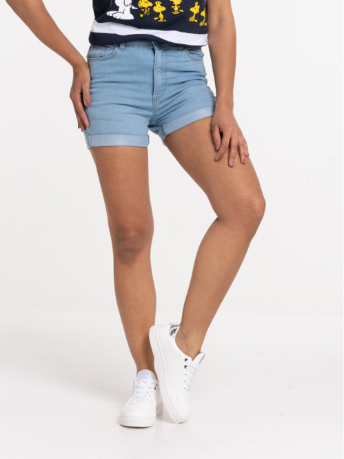 Short en jean coloris bleached femme