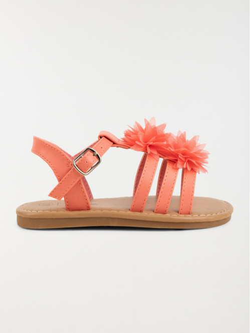 Nu-pieds fleurs corail fille (24-30)