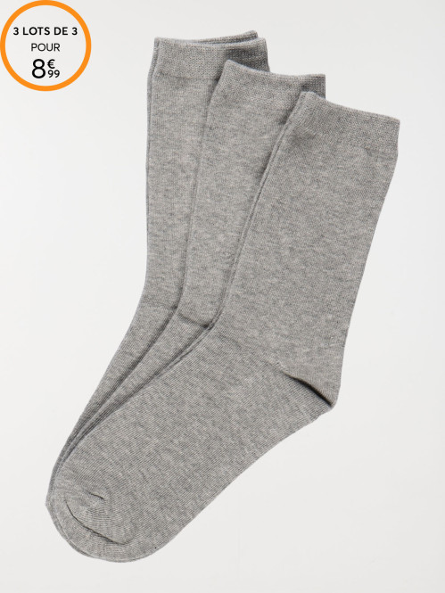 Lot de 3 chaussettes gris...