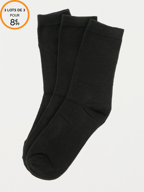 Lot de 3 paires chaussettes noires femme