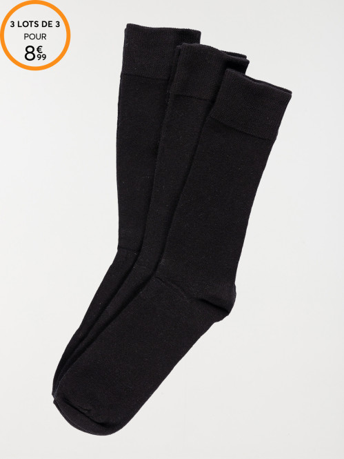 Lot de 3 chaussettes homme unies noires