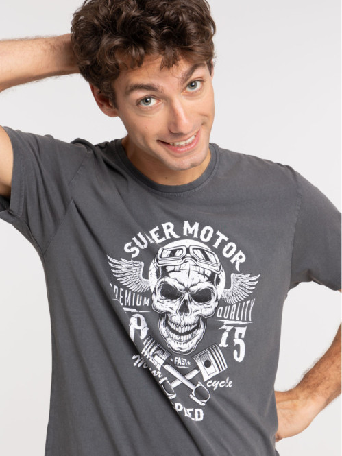 T-shirt super motor gris homme