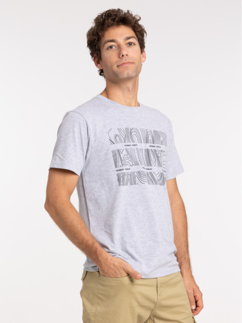 T-shirt imprimé gris chiné homme