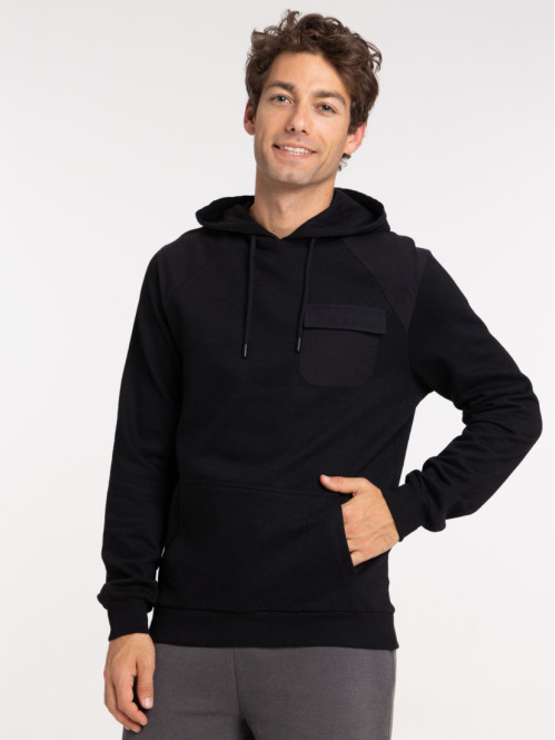 Sweat à capuche poche noir homme