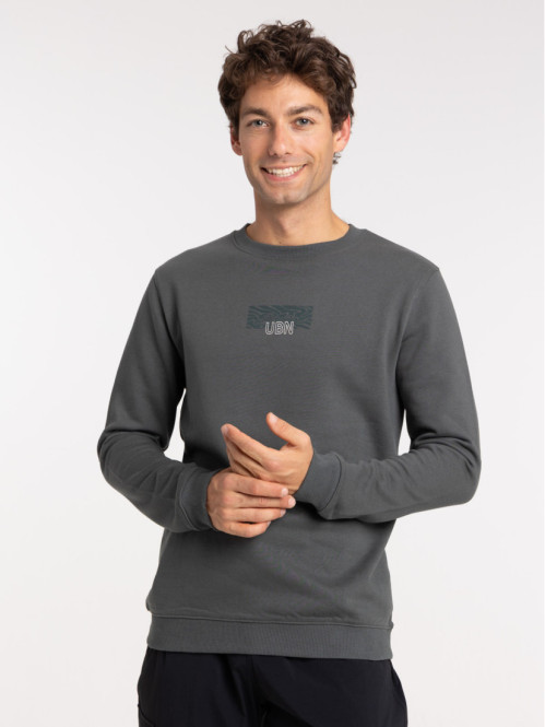 Sweat imprimé gris ardoise homme