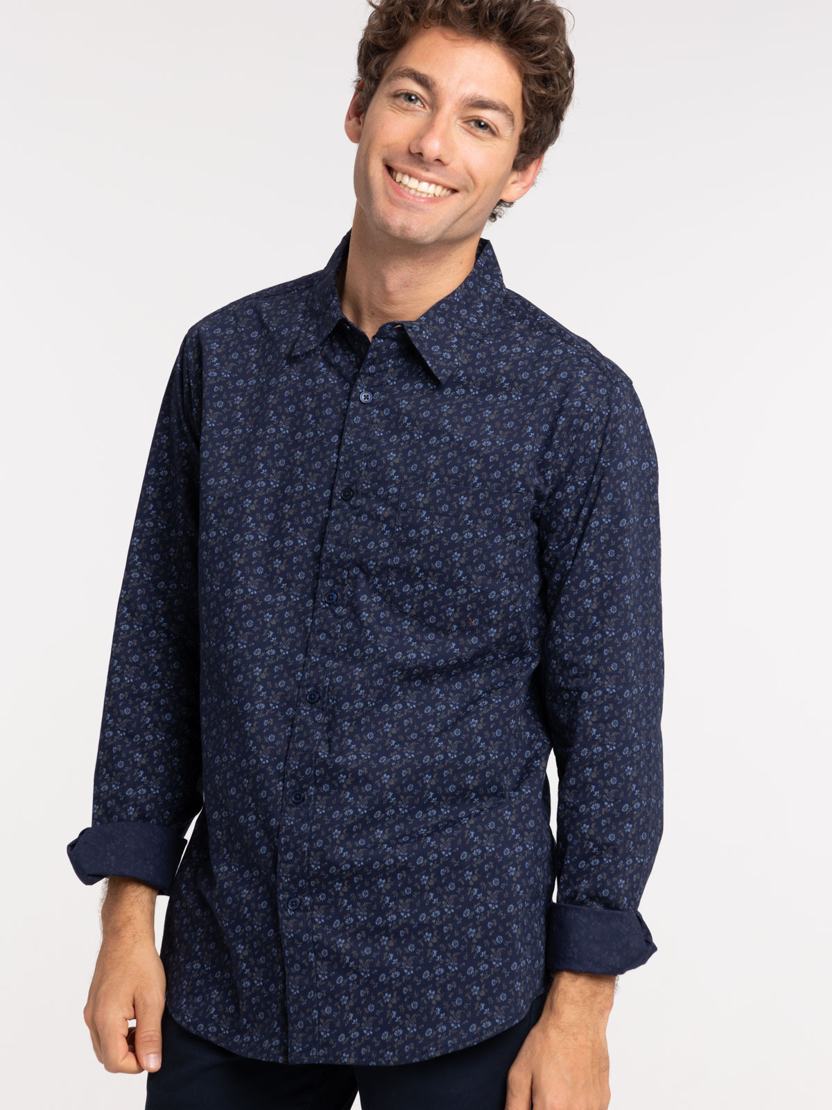 Chemise imprimée fleurie homme