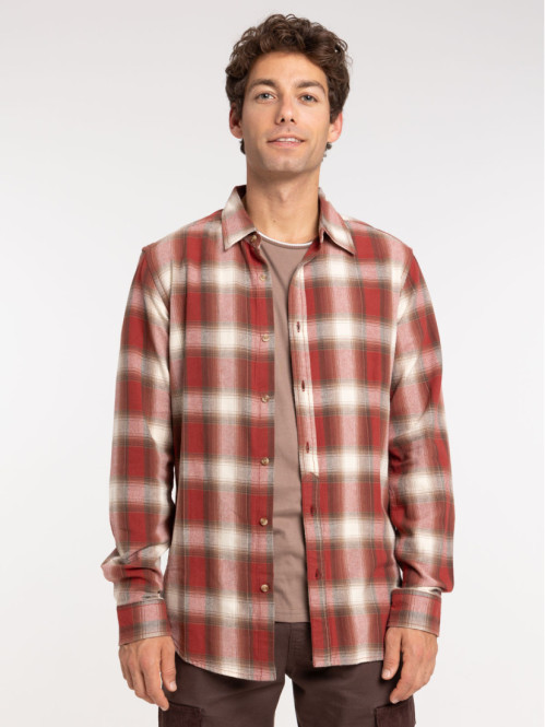 Chemise à carreaux terracotta homme