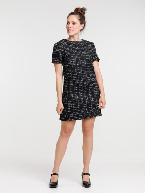 Robe tweed noire femme