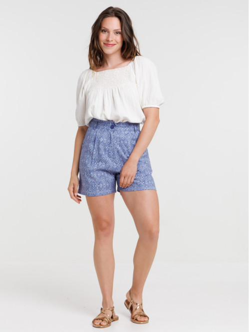 Short imprimé sunset blue femme