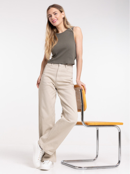 Pantalon coloris lin wide...