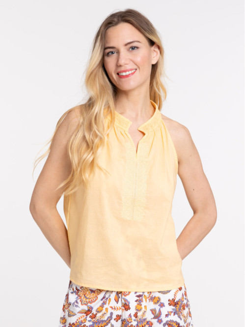 Blouse sans manches soft yellow femme