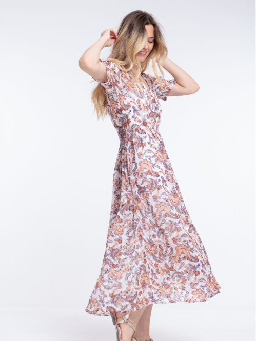 Robe longue imprimée fleurie femme