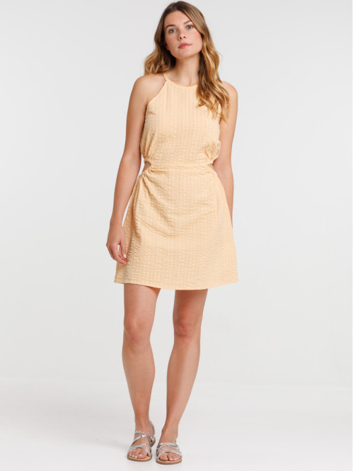 Robe seersucker ouvertures côtés femme