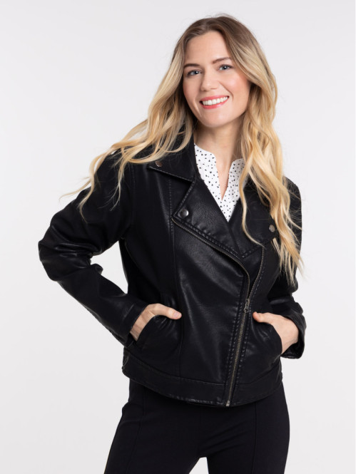 Veste biker noire femme