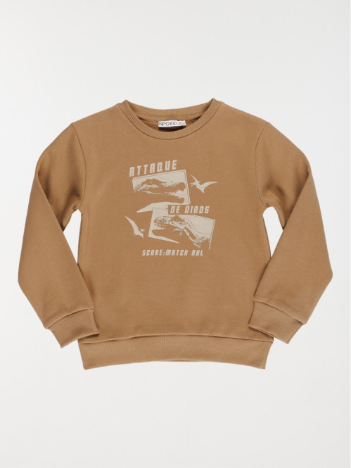 Sweat garçon dinosaure marron (3-12A)