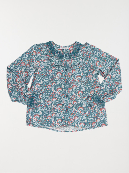 Blouse florale petrol blue fille (3-12A)