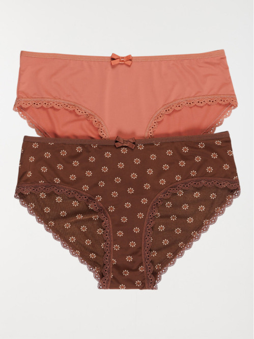 2 shorties femme marron glacé (S-XL)