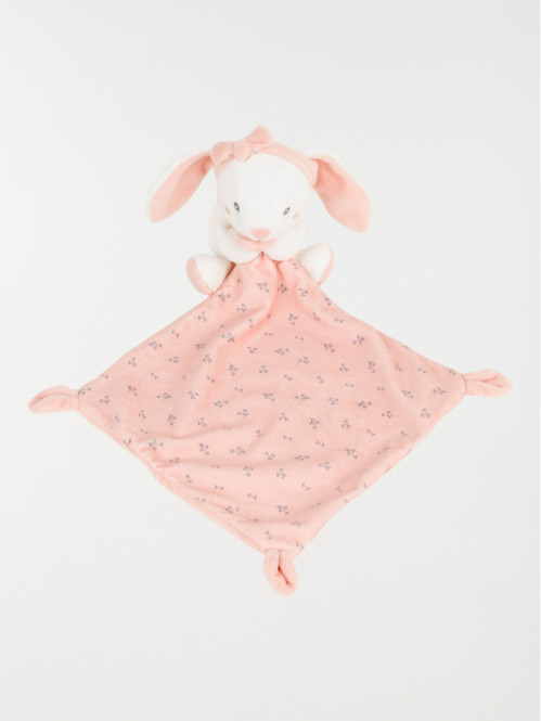 Doudou mouchoir naissance lapin rose