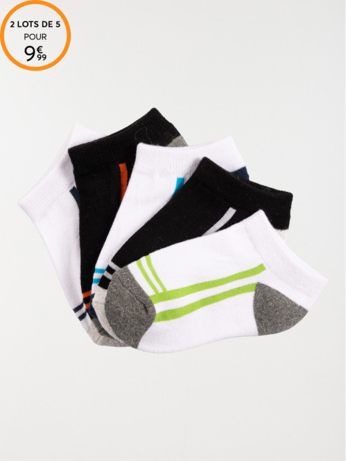 Lot de 5 paires chaussettes sport enfant