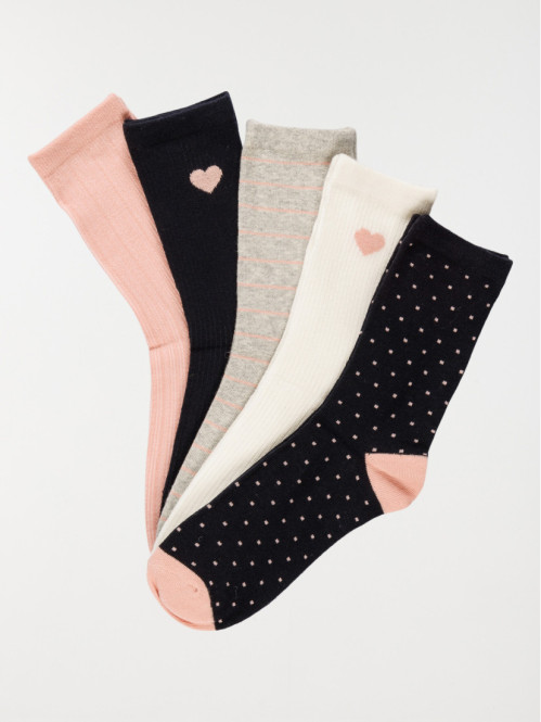 Lot de 5 chaussettes coeur...