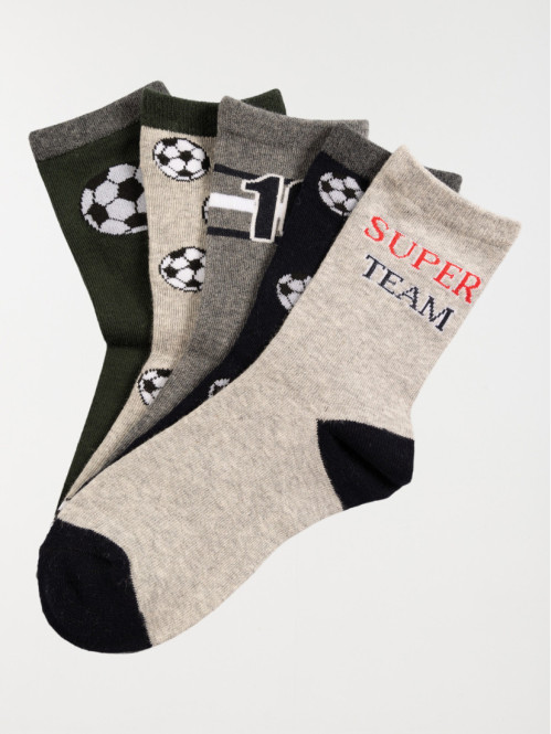 Lot de 5 chaussettes football garçon