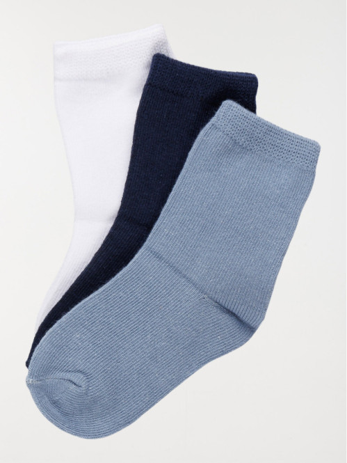 Lot de 3 chaussettes unies garçon