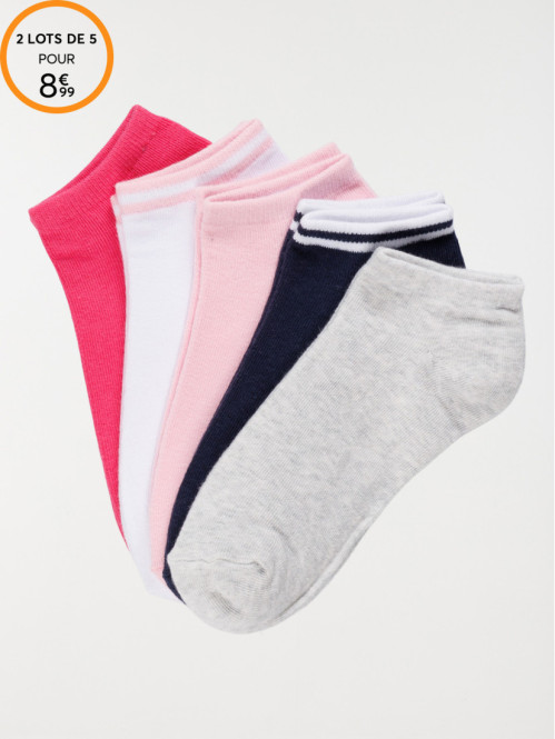 Lot de 5 paires chaussettes basses fille