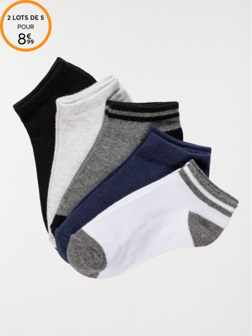 Lot 5 paires chaussettes basses enfant