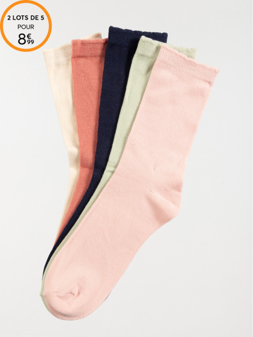 Lot 5 paires chaussettes grises fille