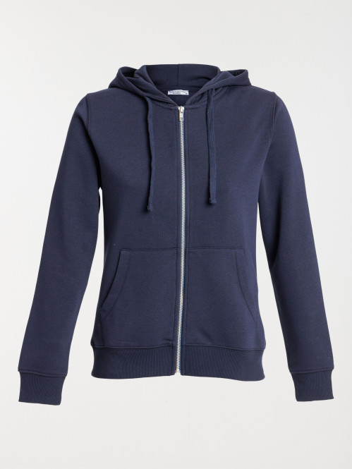 Sweat zippé à capuche marine femme