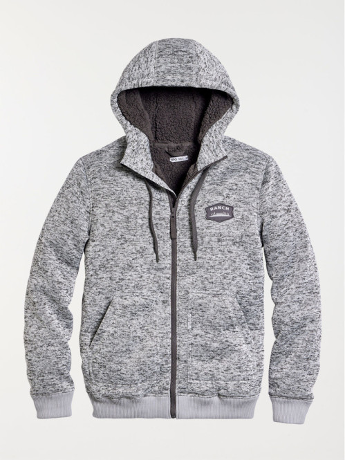 Sweat à capuche gris chiné homme