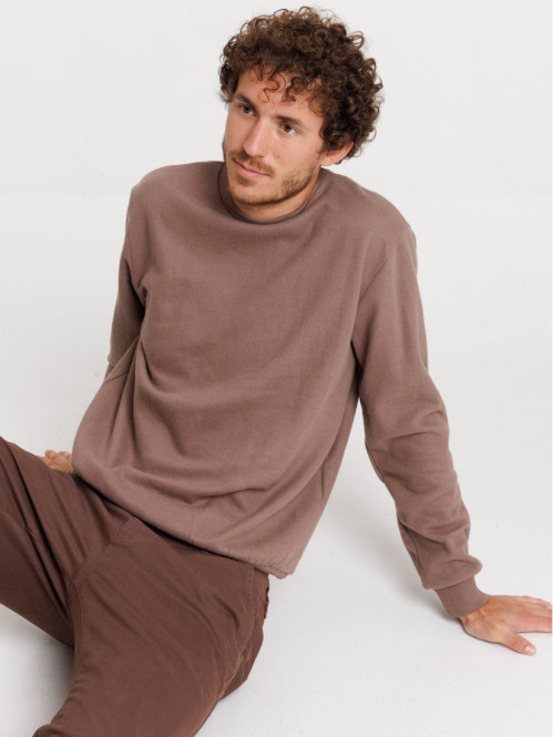 Sweat mocca latte col rond homme