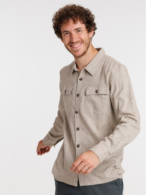 Chemise en coton coloris mastic homme