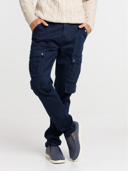 Pantalon cargo marine navy homme