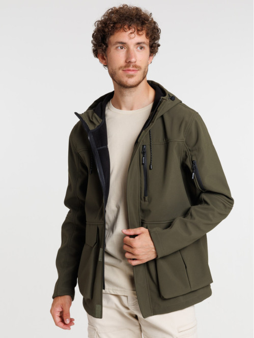 Blouson multipoche zippé kaki homme