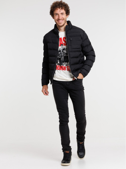 Blouson noir col montant homme