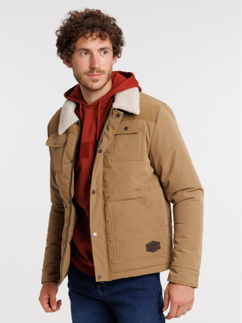 Manteau sherpa homme café foncé