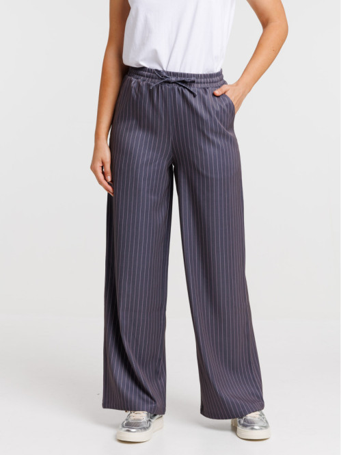 Pantalon large à rayures femme