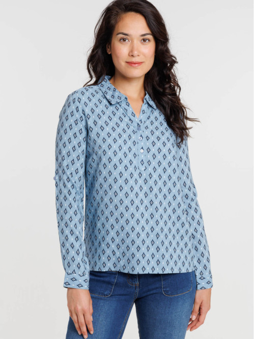 Blouse imprimée denim stone femme